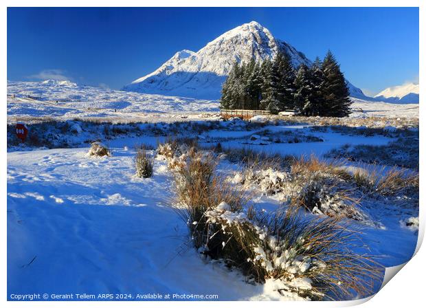 Buachaille Etive Mor in winter, Rannoch Moor, Highland, Scotland, UK Print by Geraint Tellem ARPS