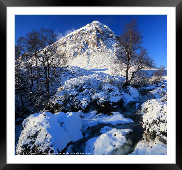 Buachaille Etive Mor in winter, Rannoch Moor, Highland, Scotland, UK Framed Mounted Print by Geraint Tellem ARPS