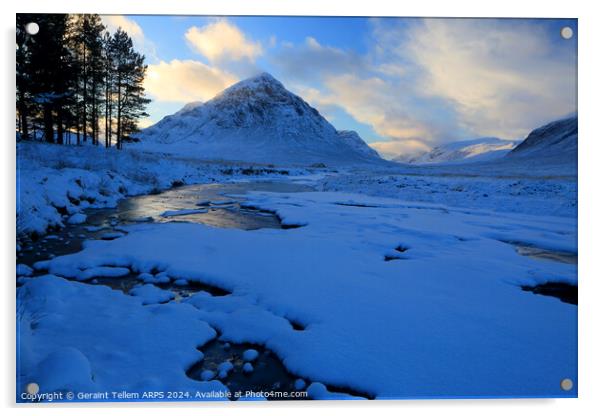 Buachaille Etive Mor and Glen Coe Highland Scotland  Acrylic by Geraint Tellem ARPS