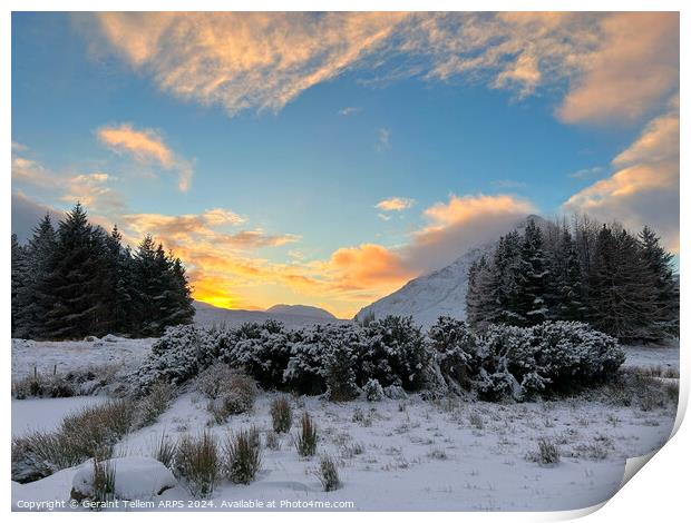 Buachaille Etive Mor in winter, Rannoch Moor, Highlands Scotland Print by Geraint Tellem ARPS