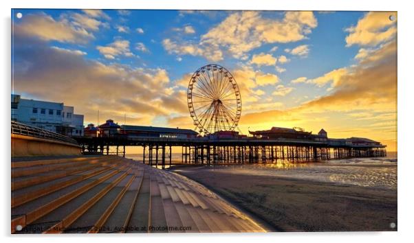 Central Pier Sunset Acrylic by Michele Davis