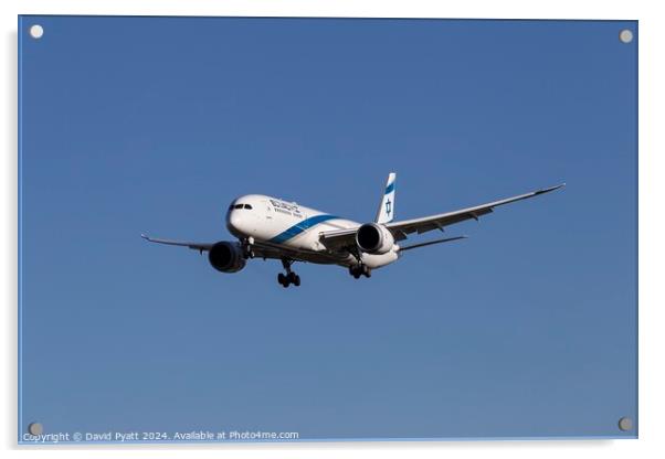 El AL Israel Airlines Boeing 787 Acrylic by David Pyatt