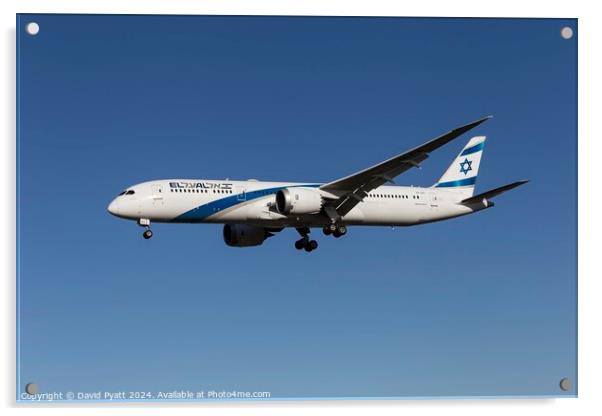 El AL Israel Airlines Boeing 787-9 Acrylic by David Pyatt