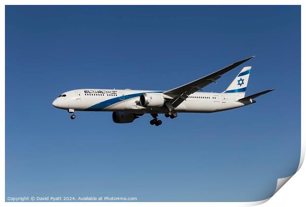 El AL Israel Airlines Boeing 787-9 Print by David Pyatt