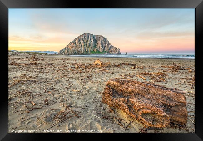 From Driftwood To Morro Rock Framed Print by Joseph S Giacalone