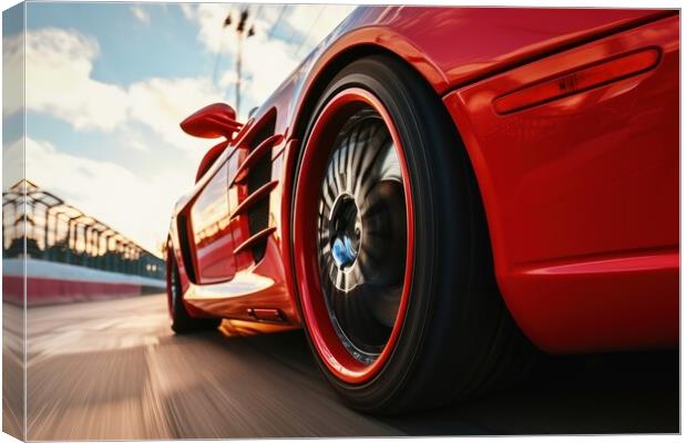 Close up of a fast turning wheel of a sports car. Canvas Print by Michael Piepgras