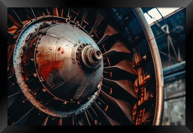 Close up of an aircraft turbine. Framed Print by Michael Piepgras