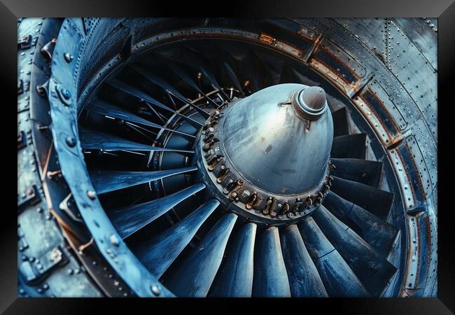 Close up of an aircraft turbine. Framed Print by Michael Piepgras