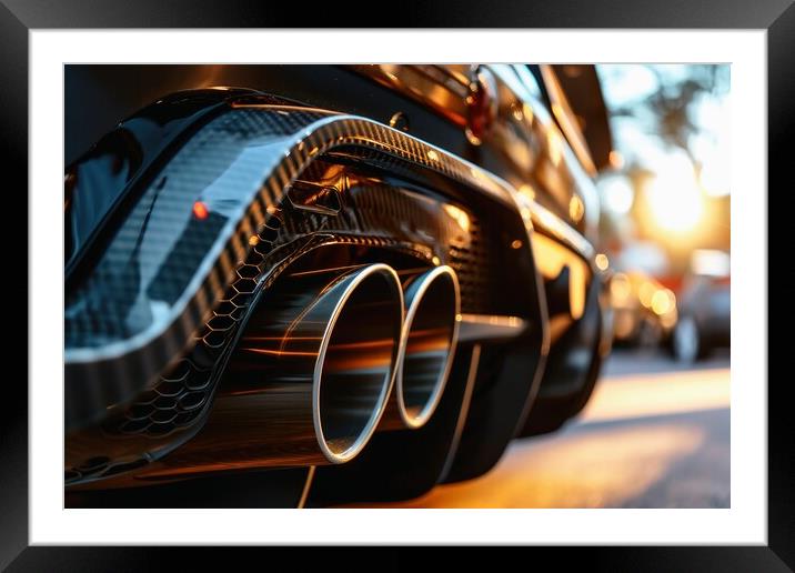 Close-up of a tuned sports car exhaust system. Framed Mounted Print by Michael Piepgras