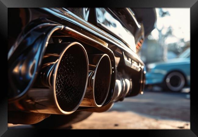 Close-up of a tuned sports car exhaust system. Framed Print by Michael Piepgras