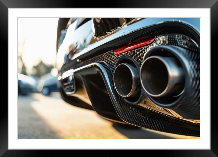 Close-up of a tuned sports car exhaust system. Framed Mounted Print by Michael Piepgras