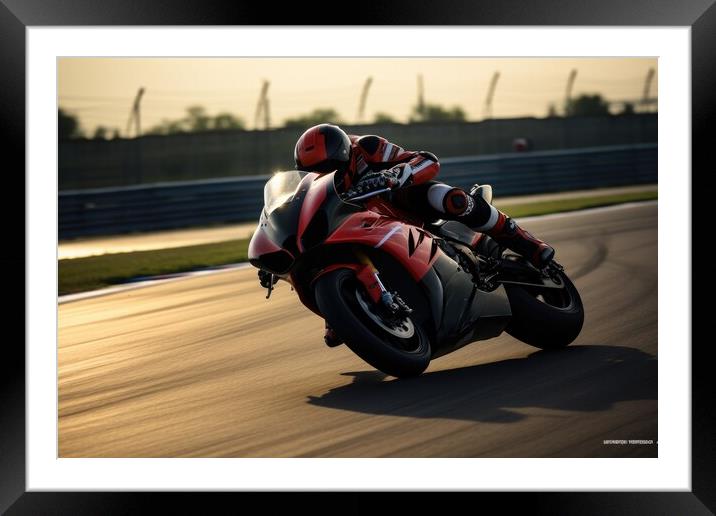 Fast racing motorcycles on a track. Framed Mounted Print by Michael Piepgras