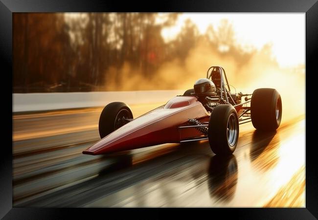 Very fast rocket dragster on a track. Framed Print by Michael Piepgras