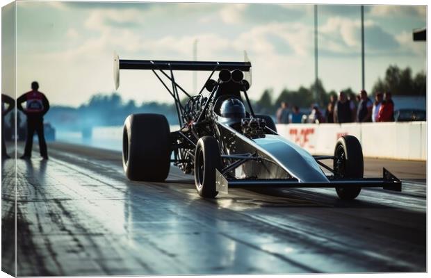 Very fast rocket dragster on a track. Canvas Print by Michael Piepgras