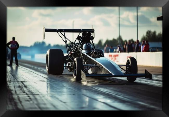 Very fast rocket dragster on a track. Framed Print by Michael Piepgras