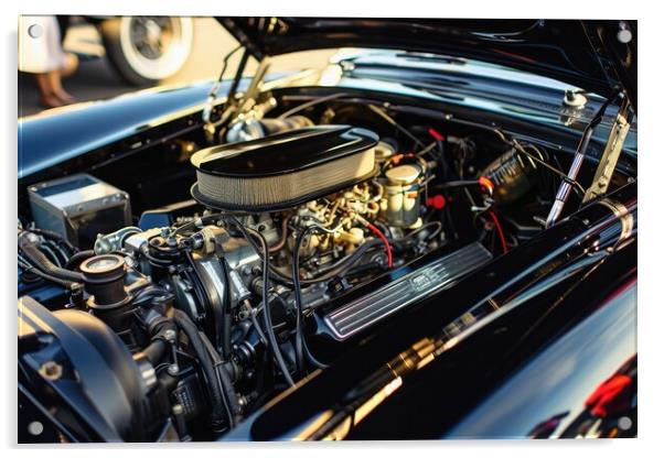 View into the engine compartment of a powerful tuned engine. Acrylic by Michael Piepgras