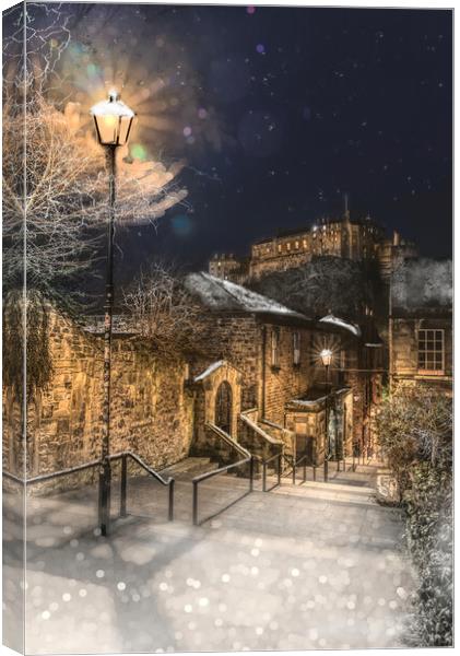 The Vennel Edinburgh Winter Portrait Canvas Print by Alison Chambers