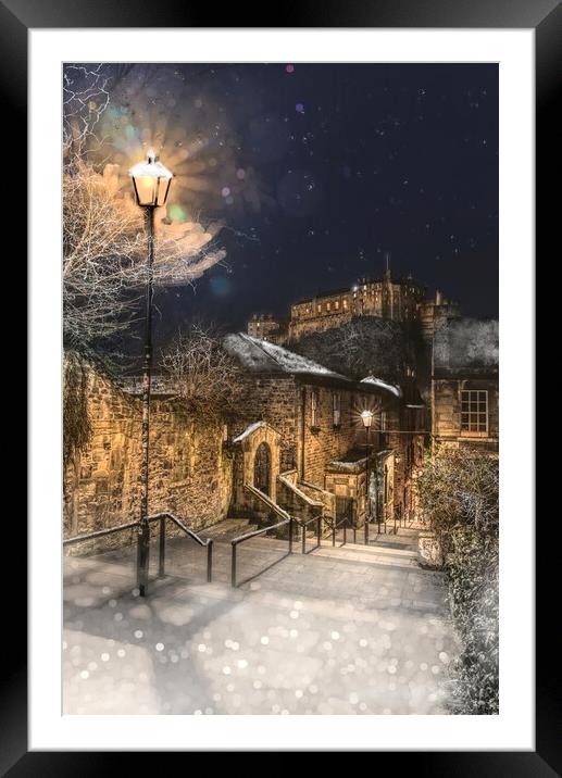 The Vennel Edinburgh Winter Portrait Framed Mounted Print by Alison Chambers