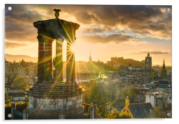 Edinburgh Sunset Acrylic by Alison Chambers