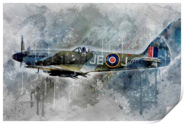Supermarine Spitfire FR XIV MV268  Print by J Biggadike
