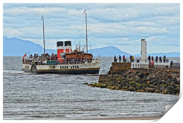 Paddle steamer Waverley at Ayr Print by Allan Durward Photography