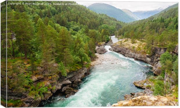 Rauma River Rapids in Romsdal, Norway Canvas Print by Pearl Bucknall