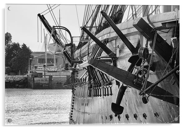 HMS Warrior - Black & White Acrylic by Sharpimage NET