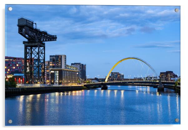 Finnieston Crane And Clyde Arc In Glasgow Acrylic by Artur Bogacki