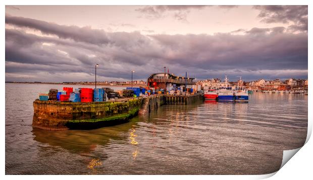 Bridlington South Pier and Fish Market Print by Tim Hill