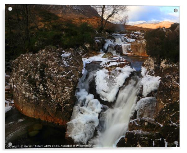 River Coupall in winter, Glencoe Highland, Scotland Acrylic by Geraint Tellem ARPS