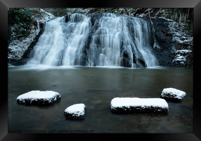 Waterfall and snow 1047 Framed Print by PHILIP CHALK