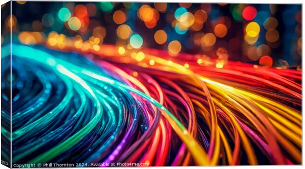 Vibrant multi coloured fiber optic cables with shallow depth of  Canvas Print by Phill Thornton