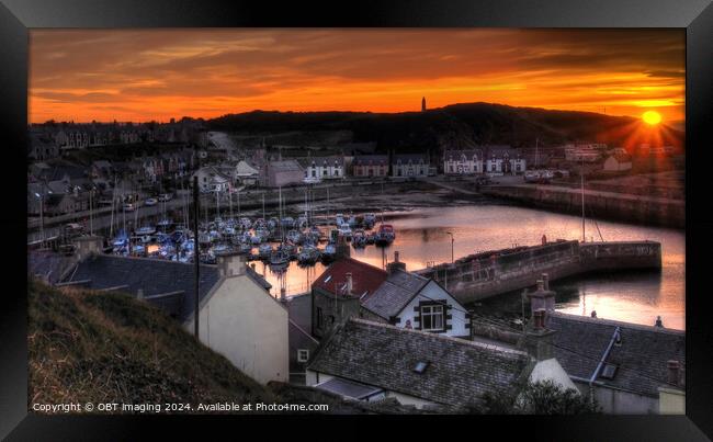 Sunset Findochty Harbour Moray Scotland Framed Print by OBT imaging