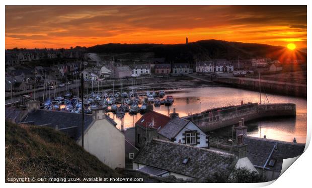 Sunset Findochty Harbour Moray Scotland Print by OBT imaging
