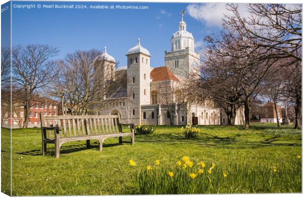 Portsmouth Cathedral Hampshire in Spring Canvas Print by Pearl Bucknall