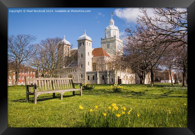 Portsmouth Cathedral Hampshire in Spring Framed Print by Pearl Bucknall