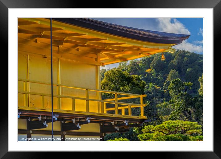 Corner Bell Kinkaku-Ji Golden Buddhist Temple Kyoto Japan Framed Mounted Print by William Perry