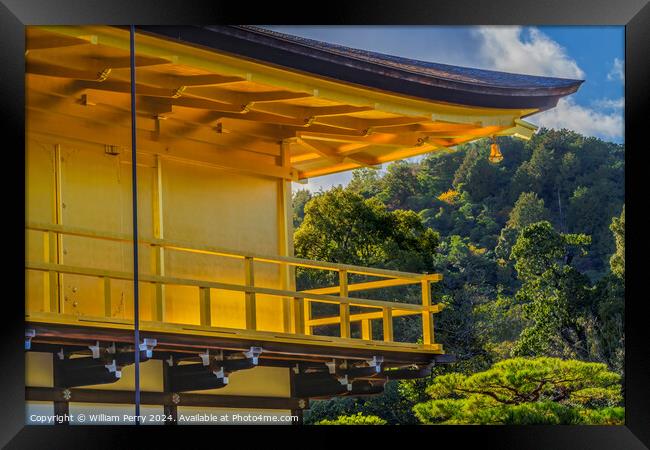 Corner Bell Kinkaku-Ji Golden Buddhist Temple Kyoto Japan Framed Print by William Perry