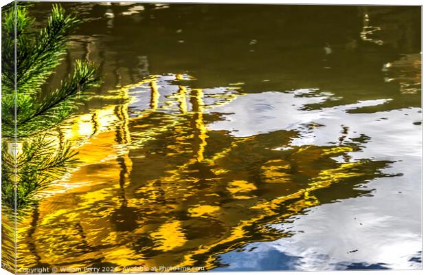 Water Reflection Abstract Garden Kinkaku-Ji Golden Temple Japan Canvas Print by William Perry