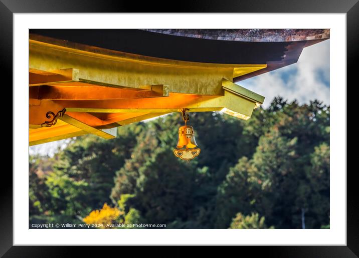 Bell Kinkaku-Ji Golden Pavilion Buddhist Temple Kyoto Japan Framed Mounted Print by William Perry