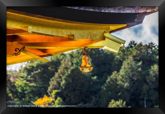 Bell Kinkaku-Ji Golden Pavilion Buddhist Temple Kyoto Japan Framed Print by William Perry