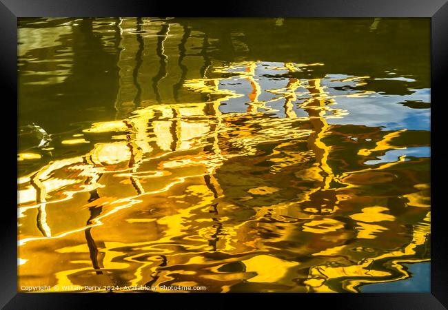 Water Reflection Garden Kinkaku-Ji Golden Pavilion Temple Kyoto  Framed Print by William Perry