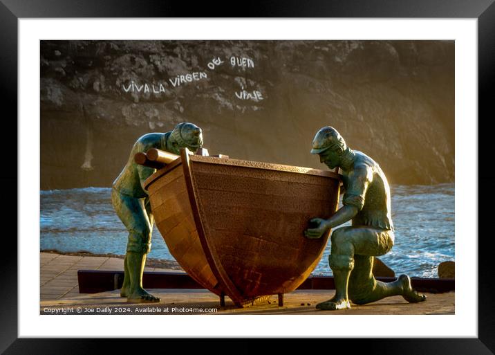El Cotillo Fishermans statue fuertaventura Framed Mounted Print by Joe Dailly