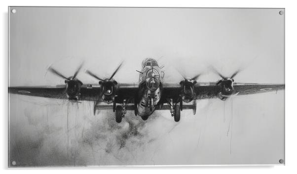 Lancaster Bomber In Charcoal Acrylic by Airborne Images