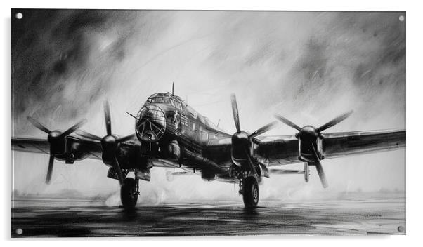 Lancaster Bomber In Charcoal Acrylic by Airborne Images