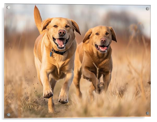 Golden Labradors Acrylic by K9 Art