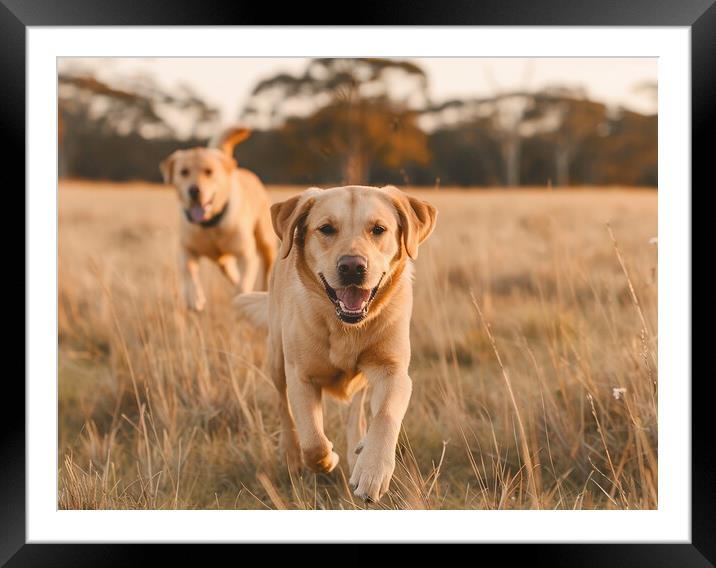 Golden Labradors Framed Mounted Print by K9 Art