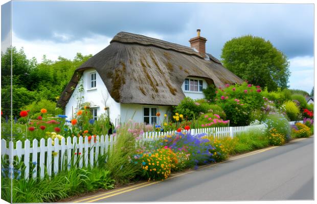 English Thatched Cottage Canvas Print by T2 