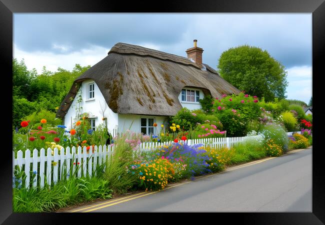English Thatched Cottage Framed Print by T2 