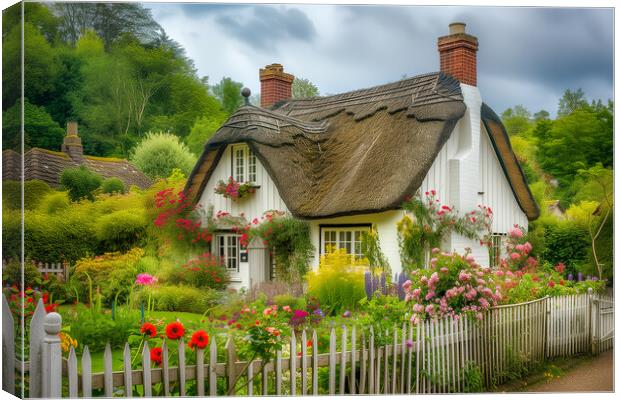 English Thatched Cottage Canvas Print by T2 